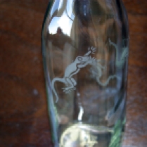 Leaping Lizards etched glass